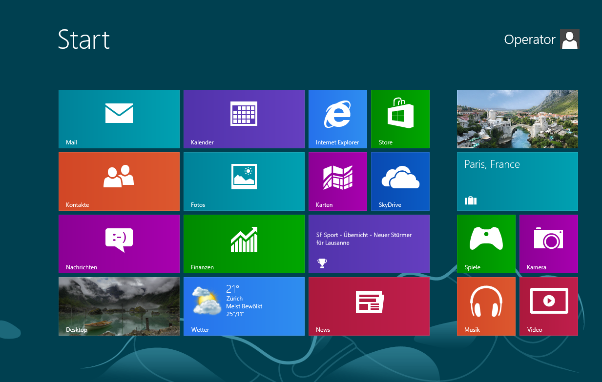 Windows 8 Startscreendesign